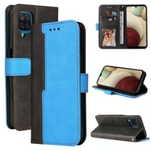For Samsung Galaxy A12 5G / M12 / F12 5G Business Stitching-Color Horizontal Flip PU Leather Case with Holder & Card Slots & Photo Frame(Blue) (OEM)