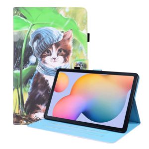 For Samsung Galaxy Tab S6 Lite SM-P610 / SM-P615 Animal Pattern Horizontal Flip Leather Case with Holder & Card Slots & Photo Frame & Sleep / Wake-up Function(Bib Kitten) (OEM)