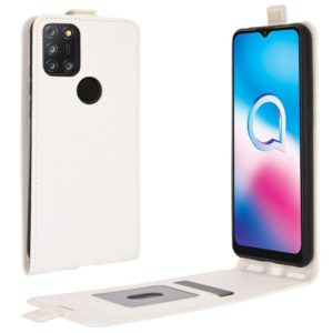 For Alcatel 3X 2020 R64 Texture Single Vertical Flip Leather Protective Case with Card Slots & Photo Frame(White) (OEM)