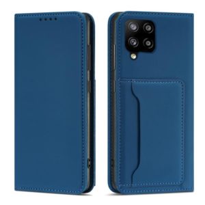 For Samsung Galaxy A22 4G Strong Magnetism Liquid Feel Horizontal Flip Leather Case with Holder & Card Slots & Wallet(Blue) (OEM)