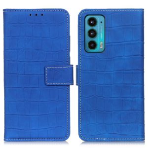For Motorola Edge 20 Magnetic Crocodile Texture Horizontal Flip Leather Case with Holder & Card Slots & Wallet(Blue) (OEM)