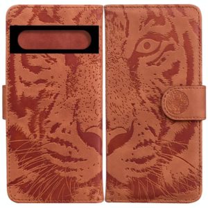 For Google Pixel 7 5G Tiger Embossing Pattern Horizontal Flip Leather Phone Case(Brown) (OEM)