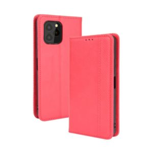 For Oukitel C21 Pro Magnetic Buckle Retro Crazy Horse Texture Horizontal Flip Leather Case with Holder & Card Slots & Photo Frame(Red) (OEM)