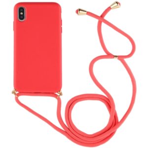 For iPhone XS Max TPU Anti-Fall Mobile Phone Case With Lanyard (Red) (OEM)