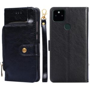 For Google Pixel 5a 5G Zipper Bag Horizontal Flip Leather Phone Case with Holder & Card Slots & Lanyard(Black) (OEM)