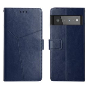 For Google Pixel 6 Pro Y Stitching Horizontal Flip Leather Phone Case(Blue) (OEM)