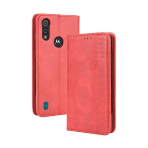 For Motorola Moto E6s (2020) Magnetic Buckle Retro Texture Horizontal Flip Leather Case with Holder & Card Slots & Photo Frame(Red) (OEM)