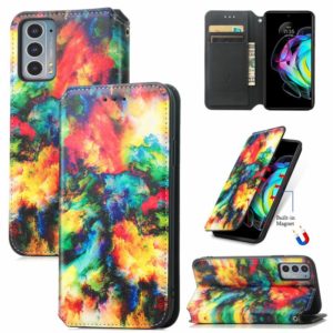 For Motorola Edge 20 Colorful Magnetic Horizontal Flip PU Leather Case with Holder & Card Slot & Wallet(Colorful Cloud) (OEM)