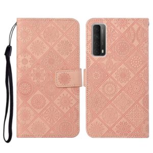 For Huawei P smart 2021 Ethnic Style Embossed Pattern Horizontal Flip Leather Case with Holder & Card Slots & Wallet & Lanyard(Pink) (OEM)