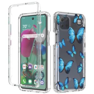 For LG K92 5G 2 in 1 High Transparent Painted Shockproof PC + TPU Protective Case(Blue Butterfly) (OEM)