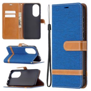 For Huawei P50 Color Matching Denim Texture Horizontal Flip Leather Case with Holder & Card Slots & Wallet & Lanyard(Royal Blue) (OEM)
