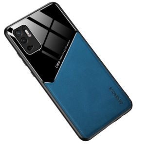 For Xiaomi Redmi Note 10 5G All-inclusive Leather + Organic Glass Protective Case with Metal Iron Sheet(Blue) (OEM)