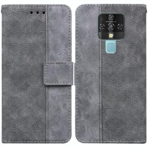 For Tecno Camon 16 Geometric Embossed Leather Phone Case(Grey) (OEM)