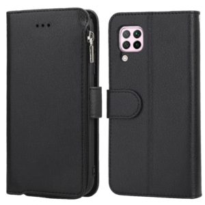 For Huawei P40 Lite / nova 6 SE Microfiber Zipper Horizontal Flip Leather Case(Black) (OEM)