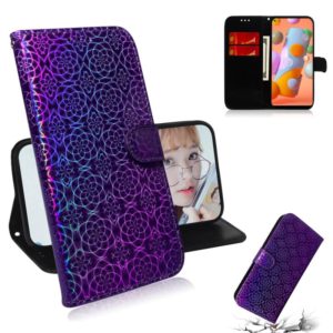 For Galaxy A11 & M11 Solid Color Colorful Magnetic Buckle Horizontal Flip PU Leather Case with Holder & Card Slots & Wallet & Lanyard(Purple) (OEM)