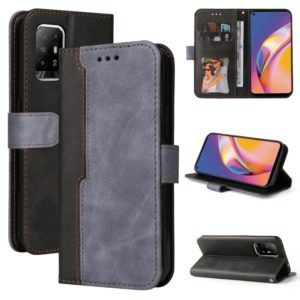 For OPPO A94 5G/F19 Pro+ 5G/Reno5 Z/A95 5G Business Stitching-Color Horizontal Flip PU Leather Case with Holder & Card Slots & Photo Frame & Lanyard(Grey) (OEM)