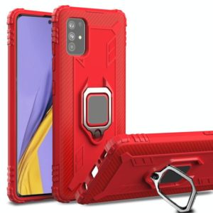 For Samsung Galaxy M31s Carbon Fiber Protective Case with 360 Degree Rotating Ring Holder(Red) (OEM)