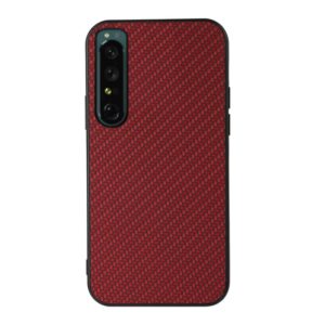 For Sony Xperia 1 IV Accurate Hole Carbon Fiber Texture Shockproof Case(Red) (OEM)