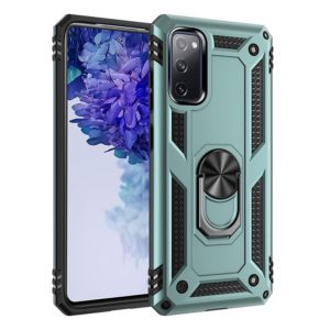 For Samsung Galaxy S20 FE 5G Shockproof TPU + PC Protective Case with 360 Degree Rotating Holder(Green) (OEM)