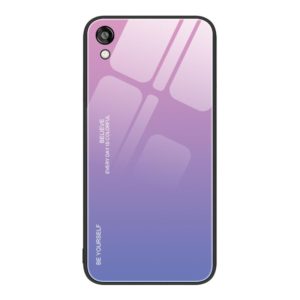 For Honor Play 3e Gradient Color Glass Phone Case(Pink Purple) (OEM)