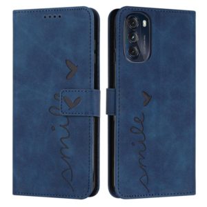 For Motorola Moto G 2022 5G Skin Feel Heart Pattern Leather Phone Case(Blue) (OEM)