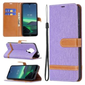 For Nokia 1.4 Color Matching Denim Texture Horizontal Flip Leather Case with Holder & Card Slots & Wallet & Lanyard(Purple) (OEM)