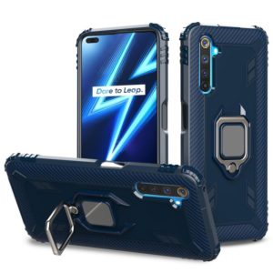 For OPPO Realme 6 Pro Carbon Fiber Protective Case with 360 Degree Rotating Ring Holder(Blue) (OEM)