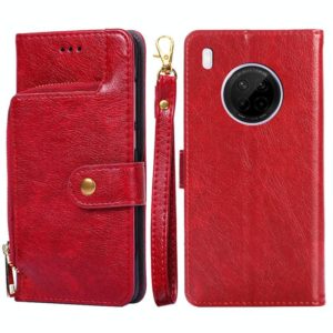 For Huawei Y9a Zipper Bag PU + TPU Horizontal Flip Leather Case with Holder & Card Slot & Wallet & Lanyard(Red) (OEM)