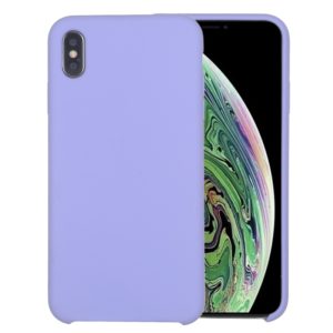 For iPhone X / XS Pure Color Liquid Silicone + PC Dropproof Protective Back Cover Case(Light Purple) (OEM)