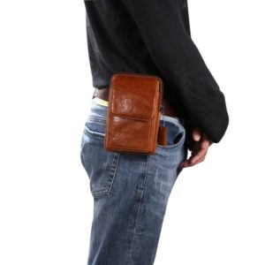 Multi-functional Universal Leather Waist Hanging One-shoulder Mobile Phone Waist Bag For 6.9 Inch or Below Smartphones(Brown) (OEM)