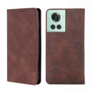 For OnePlus ACE/10R Skin Feel Magnetic Horizontal Flip Leather Phone Case(Dark Brown) (OEM)
