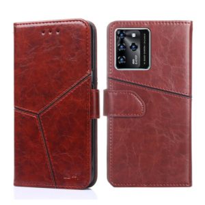 For ZTE Blabe V30 Geometric Stitching Horizontal Flip Leather Phone Case(Dark Brown) (OEM)