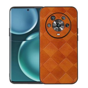 For Honor Magic4 Weave Plaid PU Phone Case(Brown) (OEM)