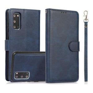 For Samsung Galaxy S20+ Calf Texture 2 in 1 Detachable Magnetic Back Cover Horizontal Flip Leather Case with Holder & Card Slots & Wallet & Photo Frame(Blue) (OEM)