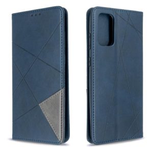 For Galaxy S20 Ultra Rhombus Texture Horizontal Flip Magnetic Leather Case with Holder & Card Slots(Blue) (OEM)
