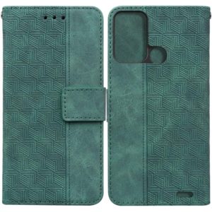For ZTE Blade A52 Geometric Embossed Leather Phone Case(Green) (OEM)