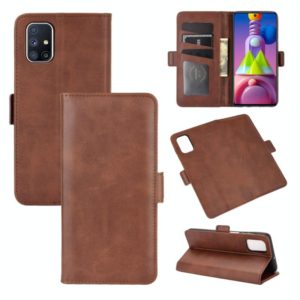 For Samsung Galaxy M51 (Side Fingerprint) Dual-side Magnetic Buckle Horizontal Flip Leather Case with Holder & Card Slots & Wallet(Brown) (OEM)
