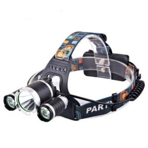 Strong Light Long-Range Rechargeable Three-Head Lamp Outdoor Fishing Lamp Led Head-Mounted Flashlight (1T6 x 2XPE 2 Batteries) (OEM)