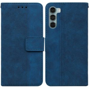 For Motorola Moto G200 5G / Edge S30 Geometric Embossed Leather Phone Case(Blue) (OEM)