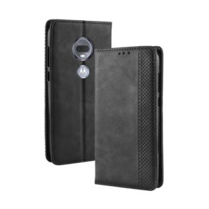 Magnetic Buckle Retro Texture Horizontal Flip Leather Case for Motorola Moto G7, with Holder & Card Slots & Wallet (Black) (OEM)