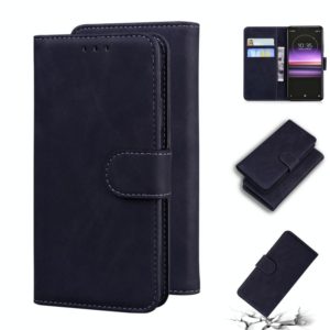 For Sony Xperia 1 Skin Feel Pure Color Flip Leather Phone Case(Black) (OEM)