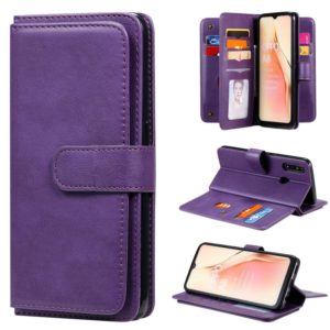 For OPPO A8 / A31 (2020) Multifunctional Magnetic Copper Buckle Horizontal Flip Solid Color Leather Case with 10 Card Slots & Wallet & Holder & Photo Frame(Purple) (OEM)