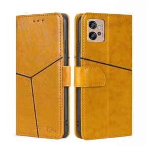 For Motorola Moto G32 4G Geometric Stitching Leather Phone Case(Yellow) (OEM)