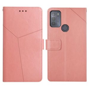 For Motorola Moto G50 Y Stitching Horizontal Flip Leather Phone Case with Holder & Card Slots & Wallet & Photo Frame(Rose Gold) (OEM)