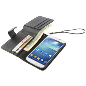 For Galaxy S IV / i9500 Litchi Texture Leather Case with Wallet & Lanyard(Black) (OEM)