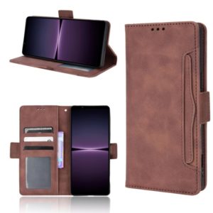 For Sony Xperia 1 IV Skin Feel Calf Texture Card Slots Leather Phone Case(Brown) (OEM)