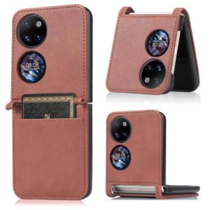 For Huawei P50 Pocket Lambskin Texture Card Folding Phone Case(Brown) (OEM)