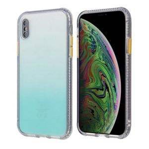 For iPhone XS Max Gradient Shockproof TPU + Acrylic Case with Detachable Buttons(Green) (OEM)