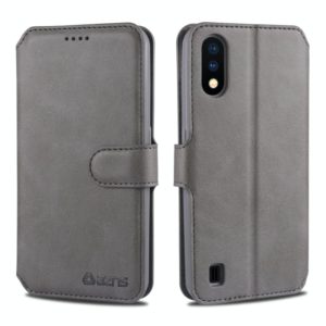 For Samsung Galaxy A01 AZNS Calf Texture Horizontal Flip Leather Case, with Holder & Card Slots & Wallet & Photo Frame(Grey) (AZNS) (OEM)
