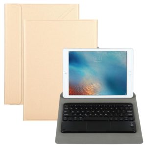 Universal Detachable Bluetooth Keyboard + Leather Tablet Case with Touchpad for iPad 9-10 inch, Specification:Black Keyboard(Gold) (OEM)